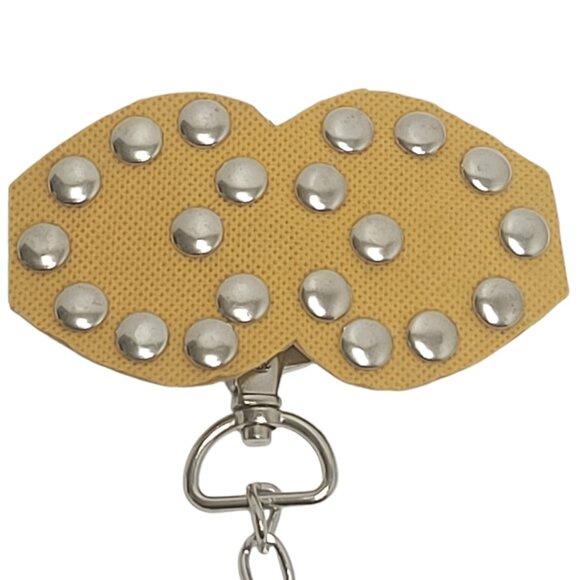 Studded Leather Pasties with Detachable Chain - Yellow - Picture 3 of 4